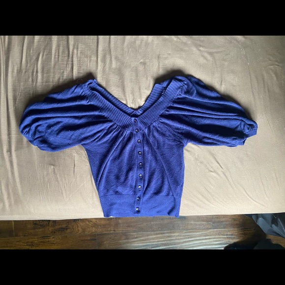 Costa Blanca Royal Blue Button up Crop Top - Picture 1 of 2